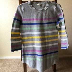 Talbots 3/4 Sleeve Gray Striped Sweater - Medium Petite (MP)